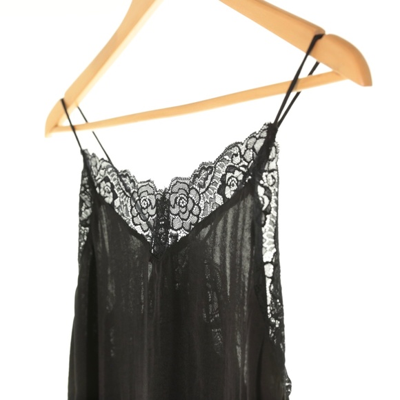 NWT Naked Zebra Black Lace Trim Satin Racerback Camisole Tank Top Womens S Y2K - Picture 3 of 6